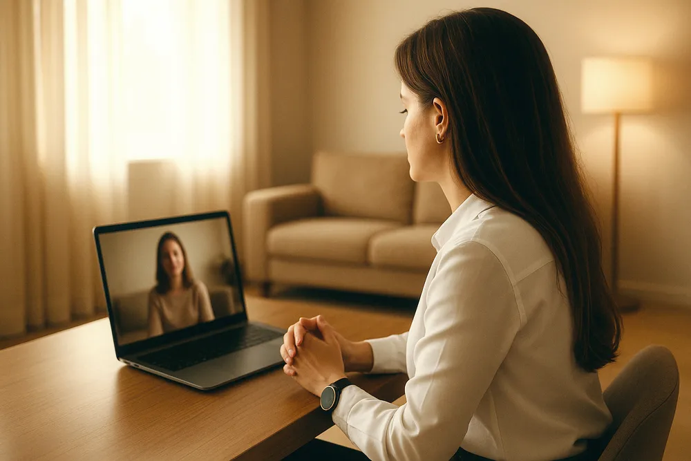 Sessão de psicoterapia on‑line